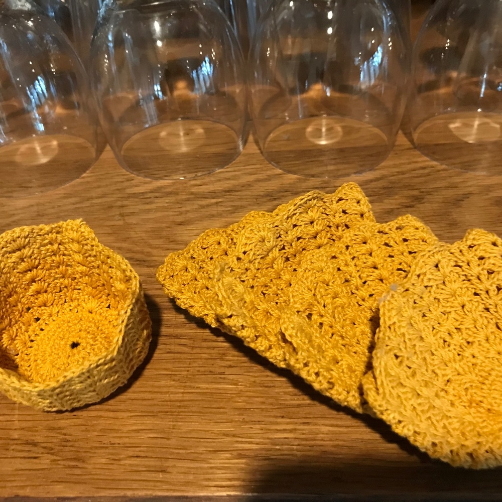 Hand crocheted coasters from beautiful golden crochet Cotton.